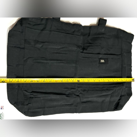 Zara Genuine Extra Large Black Shopper Tote Fabric Foldable Tote Reusable Bag - Picture 11 of 13